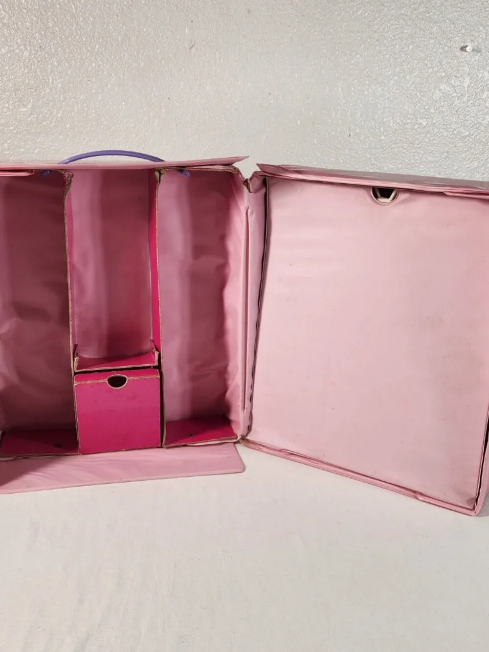 Vtg Mattel Barbie Pink Carrying Case Vinyl 1989 Doll Fashion + Hangers READ Desc